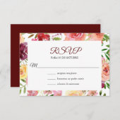 Roja Flores Boda Kaart RSVP (Voorkant / Achterkant)