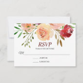 Roja Flores Boda Spain Espanol Wedding RSVP (Voorkant)
