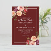 Roja Oro Bloemen Bruiloft Elegant Spaans Huwelijk Kaart (Staand voorkant)