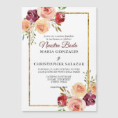 Roja Oro Bloemen Bruiloft Elegante Spaanse Bruilof Magnetische Uitnodiging (Voorkant)