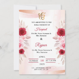 Roka Ceremony Invitation Kaart, Verloving Kaart