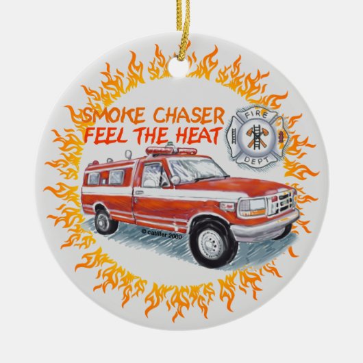 Roke Chaser Firefighter Keramisch Ornament (Voorkant)