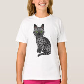 Roke Egyptian Mau Cute Cartoon Cat Illustration T-shirt (Voorkant)