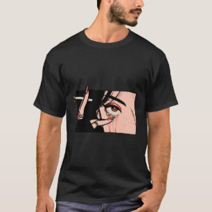 Roken Anime Meisje Ogen Kawaii Japan Kunst Estheti T-shirt