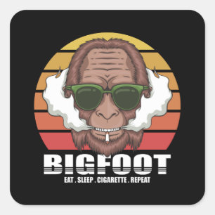 Roken Bigfoot met zonnebril Retro Vierkante Sticker