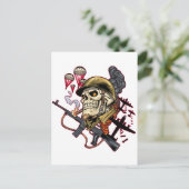 Roken De schedel met helm, vliegtuigen en bommen Briefkaart (Staand voorkant)