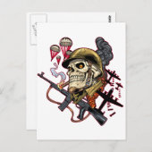 Roken De schedel met helm, vliegtuigen en bommen Briefkaart (Voorkant / Achterkant)