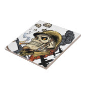 Roken De schedel met helm, vliegtuigen en bommen Tegeltje (Zijkant)