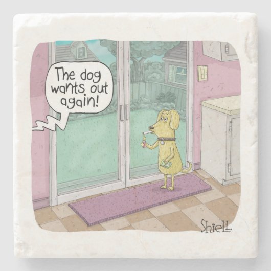 Roken Dog. Grappig geschenk voor hondenliefhebber. Stenen Onderzetter (Voorkant)