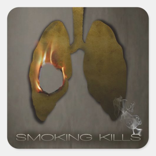 Roken doodt Lungs Vierkante Sticker (Voorkant)