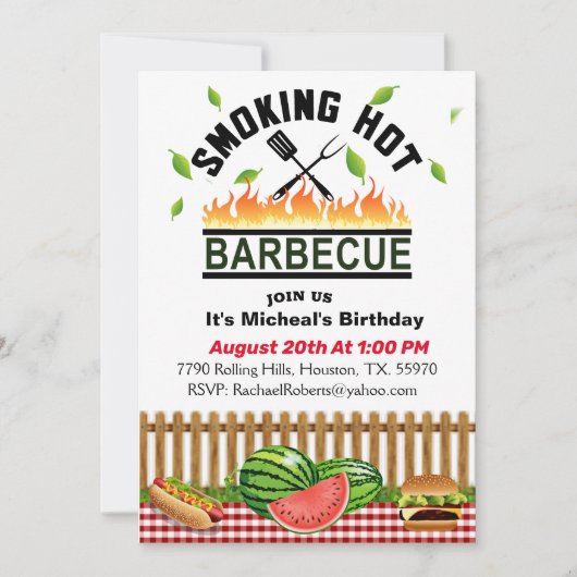 Roken Hot Backyard Barbecue Verjaardag Kaart (Voorkant)