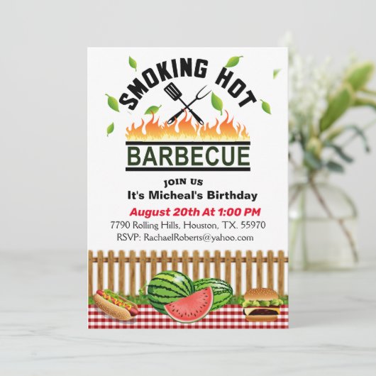 Roken Hot Backyard Barbecue Verjaardag Kaart (Staand voorkant)
