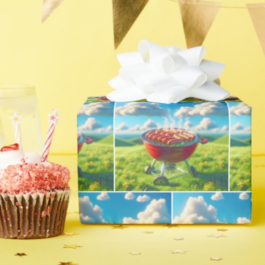 Roken Hot Dogs Op BBQ Grill Cadeaupapier (Verjaardagsfeest)