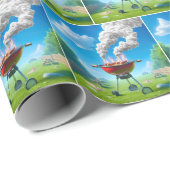 Roken Hot Dogs Op BBQ Grill Cadeaupapier (Rol Hoek)