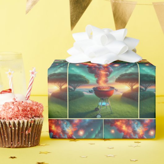 Roken Hot Dogs Op BBQ Grill Cadeaupapier (Verjaardagsfeest)