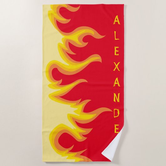 Roken Hot Flames Aangepaste naam Strandlaken (Voorkant)