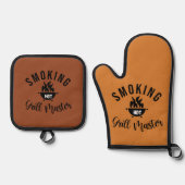 Roken Hot Grillmaster Bruin en Zwart Ovenwant & Pannenlap Set (Voorkant)