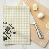 Roken Hot Grillmaster Tan Gingham Check Theedoek (Quarter Fold)