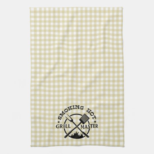 Roken Hot Grillmaster Tan Gingham Check Theedoek (Verticaal)