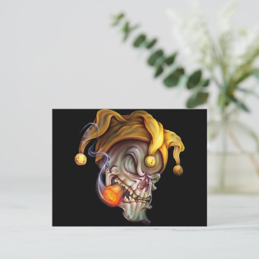 Roken Jester Skull Briefkaart (Staand voorkant)
