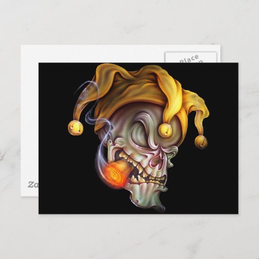 Roken Jester Skull Briefkaart (Voorkant / Achterkant)