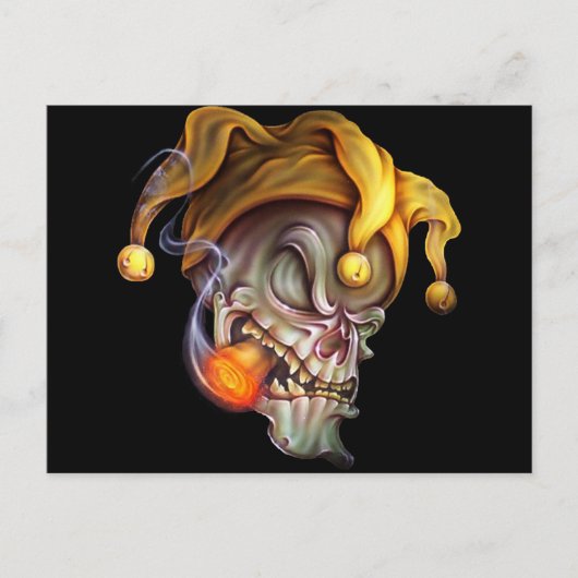 Roken Jester Skull Briefkaart (Voorkant)