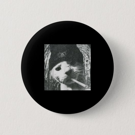 Roken Kat Beanie Meme Grunge Esthetische Grappige  Ronde Button 5,7 Cm (Voorkant)
