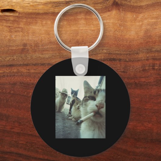 Roken Kat Meme Grappige Cadeaus Voor Mannen Vrouwe Sleutelhanger (Voorkant)