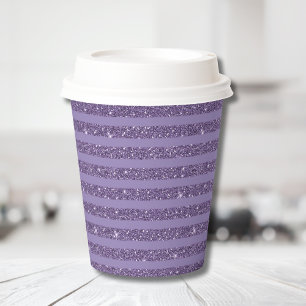 Roken Plum Glitter Stijl Horizontale Strepen Papieren Bekers