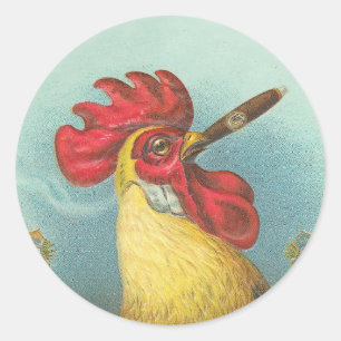 Roken Rooster Ronde Sticker