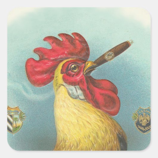 Roken Rooster Vierkante Sticker (Voorkant)