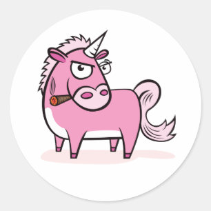 Roken Roze Unicorn Ronde Sticker