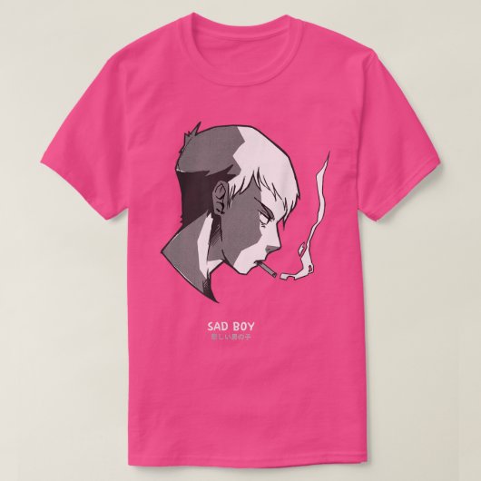 Roken Sad Boy Japanse Anime Vaporwave Gothic Senp T-shirt (Design voorkant)
