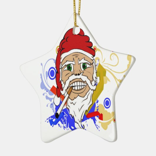 Roken Santa Keramisch Ornament (Links)