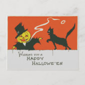 Roken Scarecrow Jack O' Lantern Zwart Kat Briefkaart (Voorkant)
