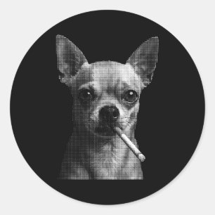 Roken sigaret grappige chihuahua hondenliefhebber ronde sticker