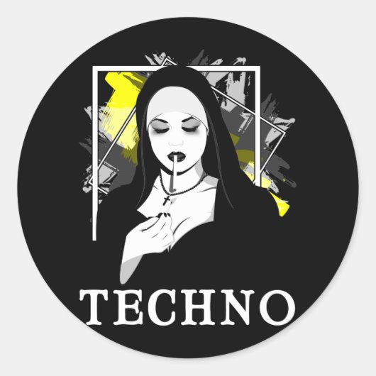 Roken Techno Nun Religion Electronic Bass Music Ronde Sticker (Voorkant)