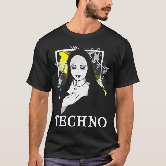 Roken Techno Nun Religion Electronic Bass Music T-shirt (Voorkant)