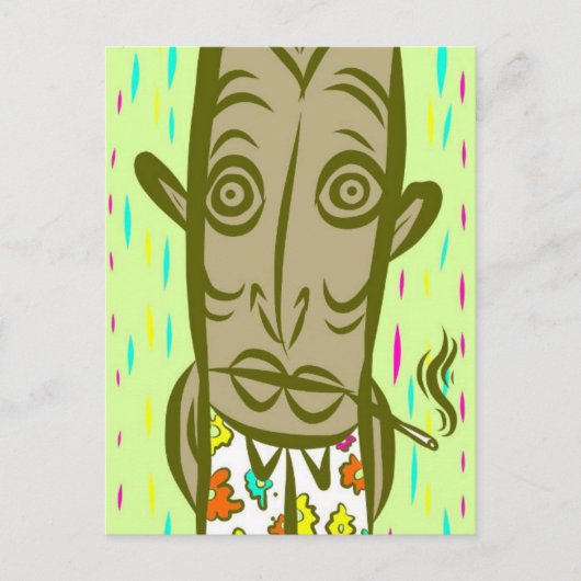Roken Tiki Briefkaart (Voorkant)