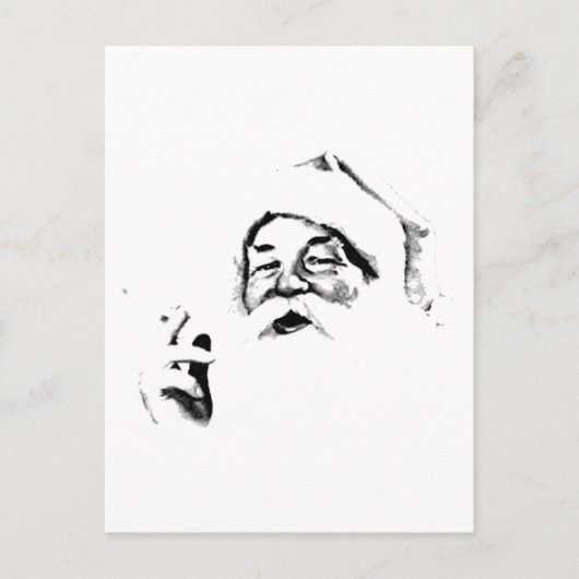 Roken van de Kerstman. De  Kerstman rookt een siga Feestdagenkaart (Voorkant)