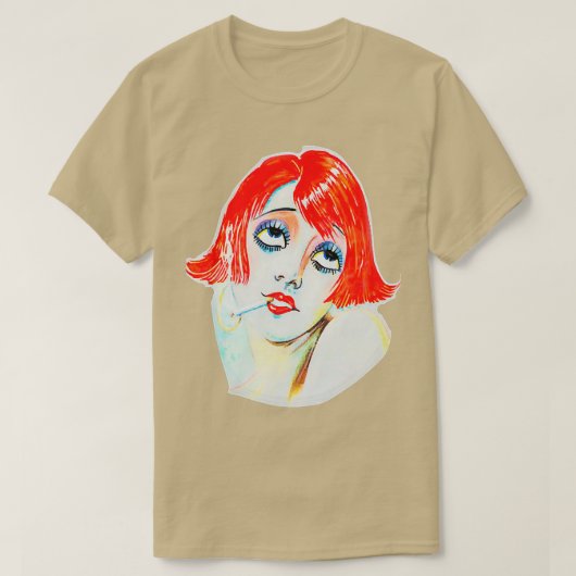 Roken van Redhead Girl Smoking T-shirt (Design voorkant)