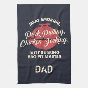 Roken van vlees BBQ Pit Master Vader Custom Theedoek