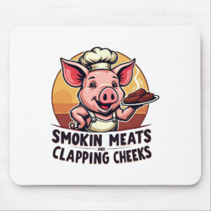 Roken van vlees en klappende wangen BBQ grappig Muismat