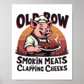 Roken Vlees en klappende wangen Grappig BBQ Poster (Voorkant)