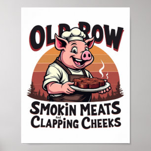 Roken Vlees en klappende wangen Grappig BBQ Poster