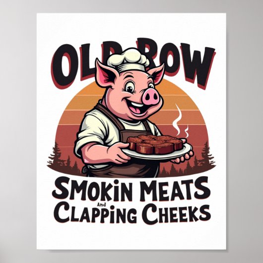 Roken Vlees en klappende wangen Grappig BBQ Poster (Voorkant)