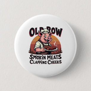 Roken Vlees en klappende wangen Grappig BBQ Ronde Button 5,7 Cm