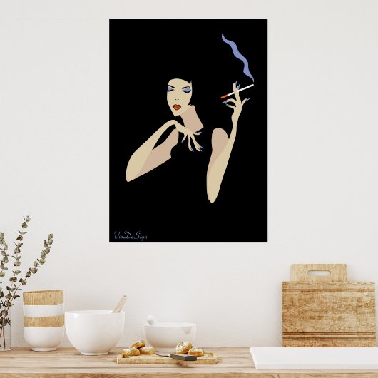 Roken vrouw poster (Keuken)