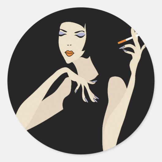 Roken vrouw ronde sticker (Voorkant)