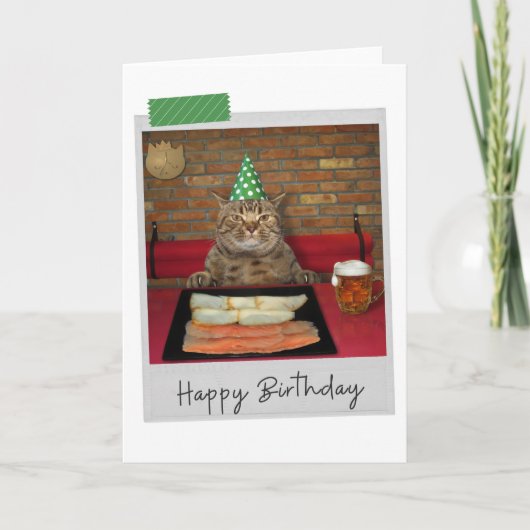 Roken zalmkat Funny Birthday Card Kaart (Voorkant)